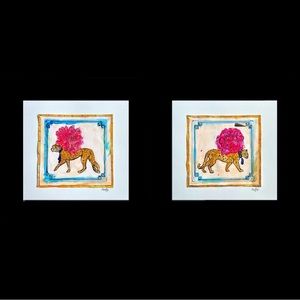 Animal art prints set of 2